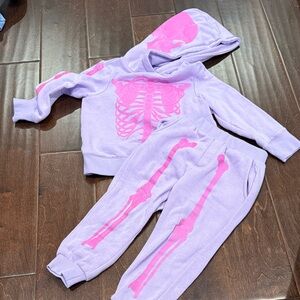 Posh Peanut Pink and Purple Skeleton Kids Matching Set